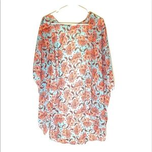 2/$15 Emory Park - Blue Paisley Kimono Top Size M | Lightweight Open Front Layer